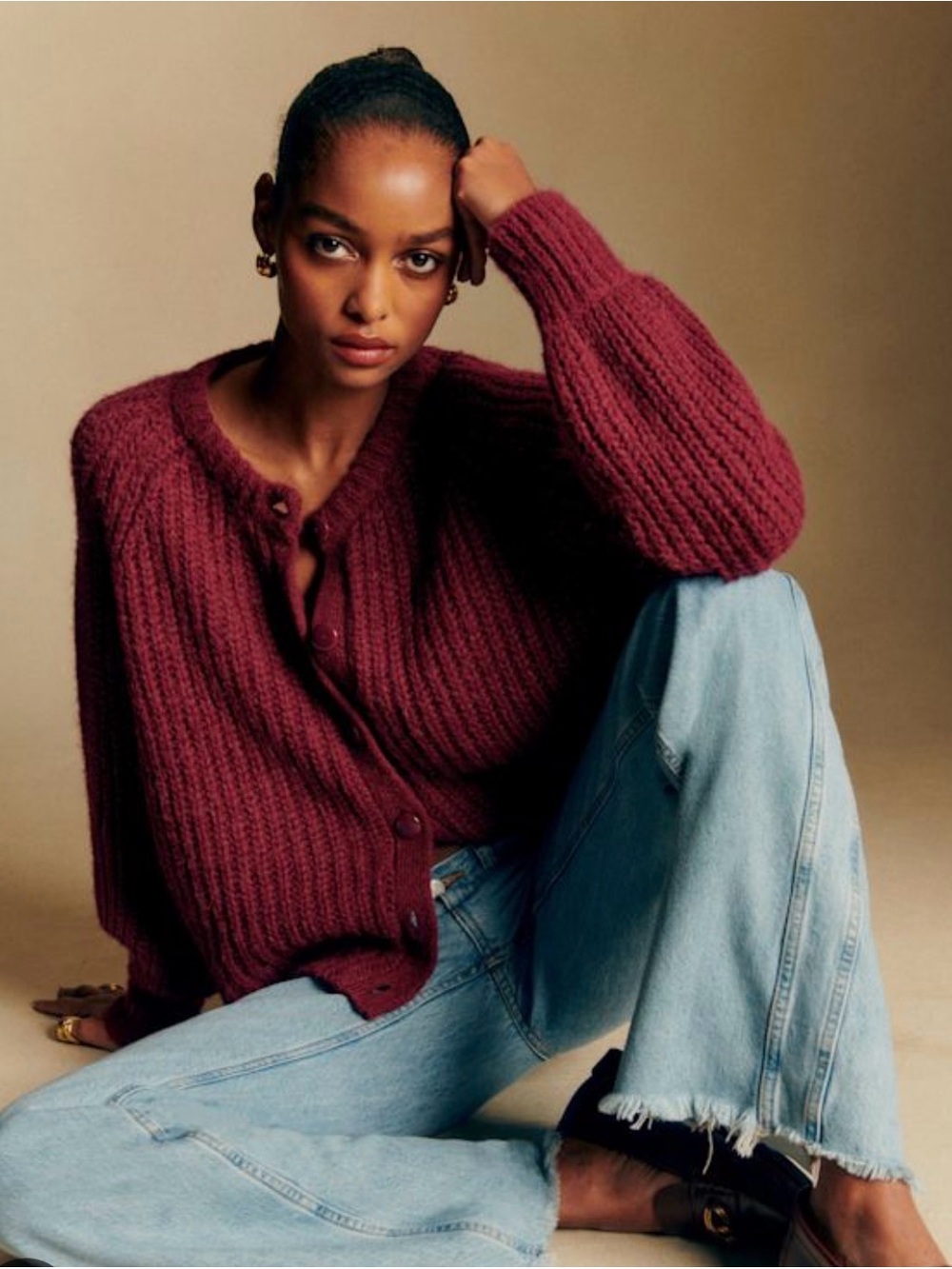 Sezane Emile Cardigan in Burgundy - Small